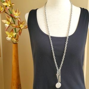 Marlyn Schiff Silver Chain Geometric PendantNecklace